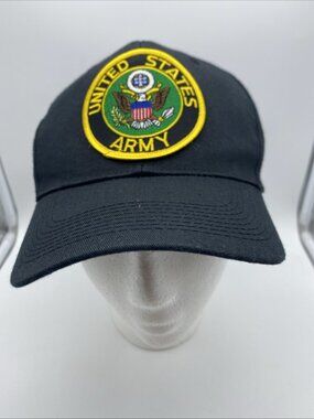 Vintage US Army Hat Black Snapback Cap Seal Crest Nissun Military USA Patriotic